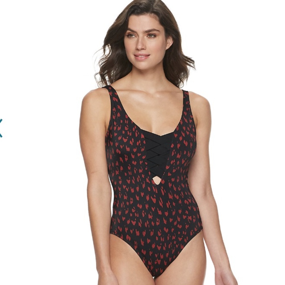 Apt 9 Cheetah Lace Up Swimsuit